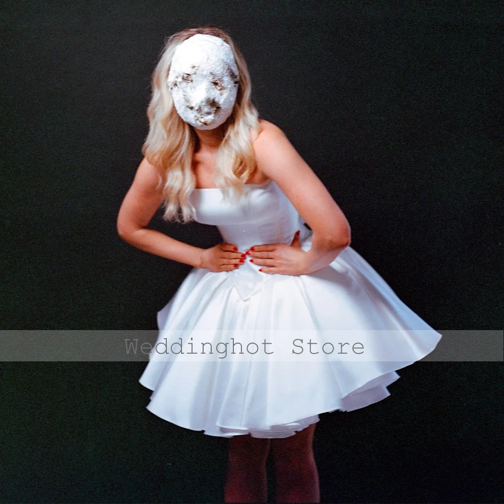 Mini robe de Cocktail en Satin ivoire, sans bretelles, froncée, moderne, pour femmes, robe de bal élégante, robes de soirée courtes, 2025