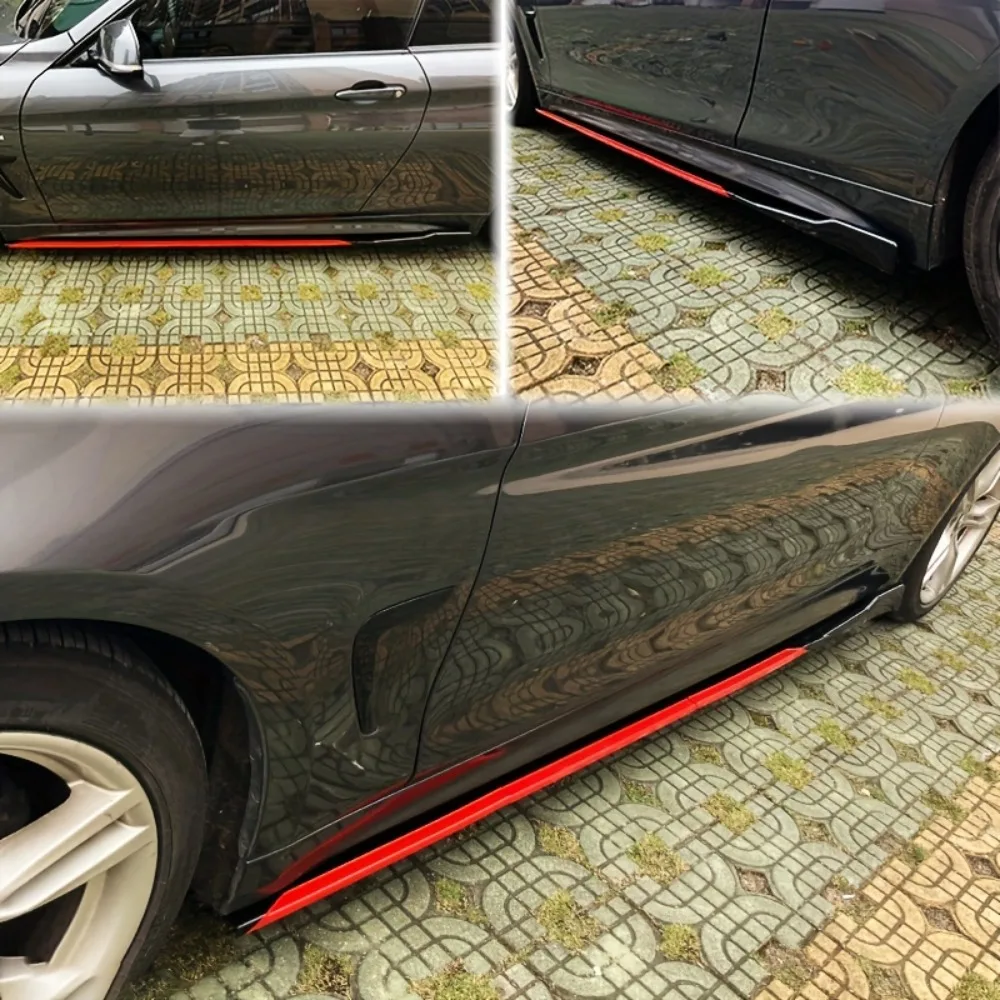 4 Pieces of Car 2.4M Bumper Side Skirt Two-piece Splicing Extension Piece Car Side Skirt Wing Cleft Lip