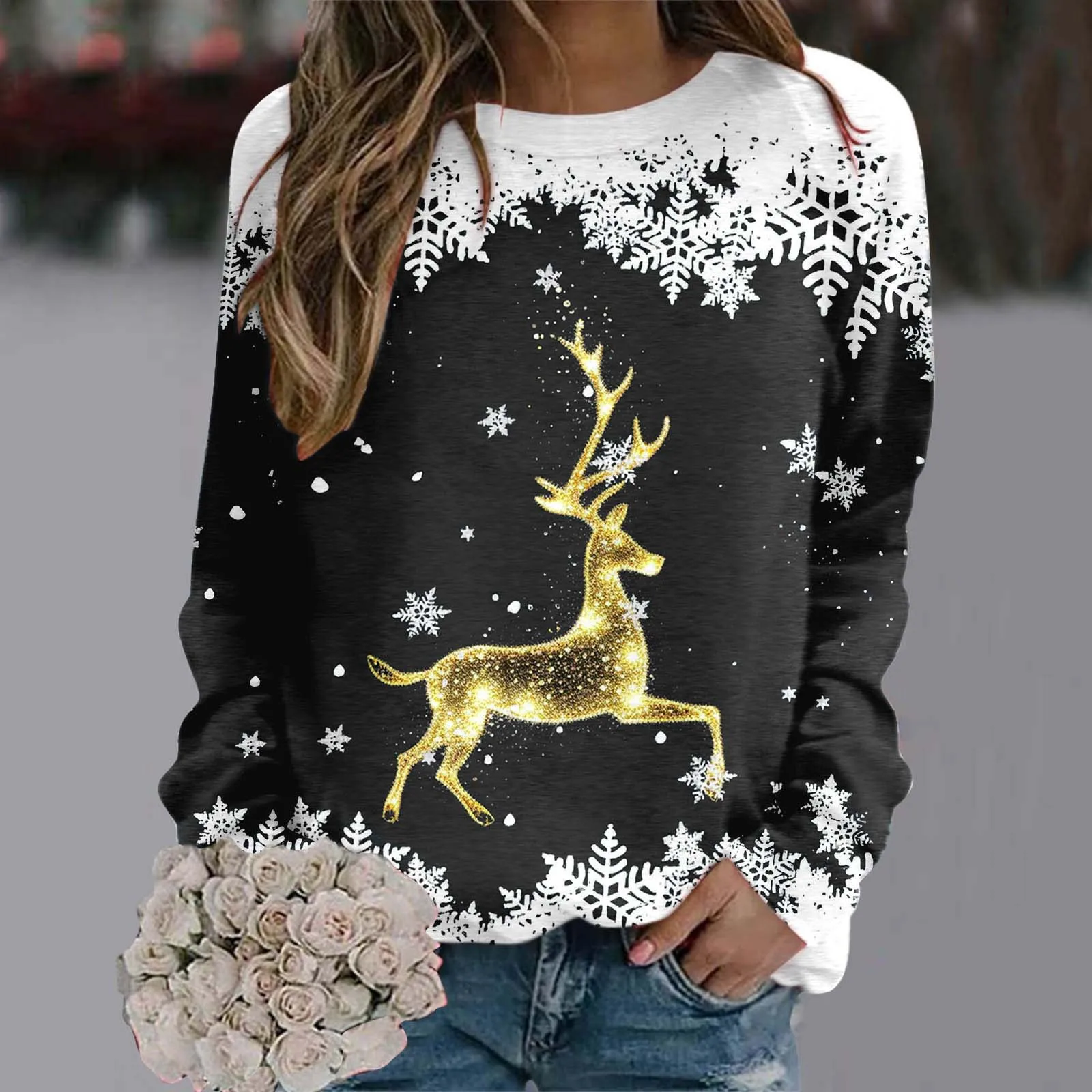 

Christmas Pullovers Theme Snowman 3D Print O-Neck Long Sleeve Fashion Women clothing Casual y2k Harajuku Female Graphic Top