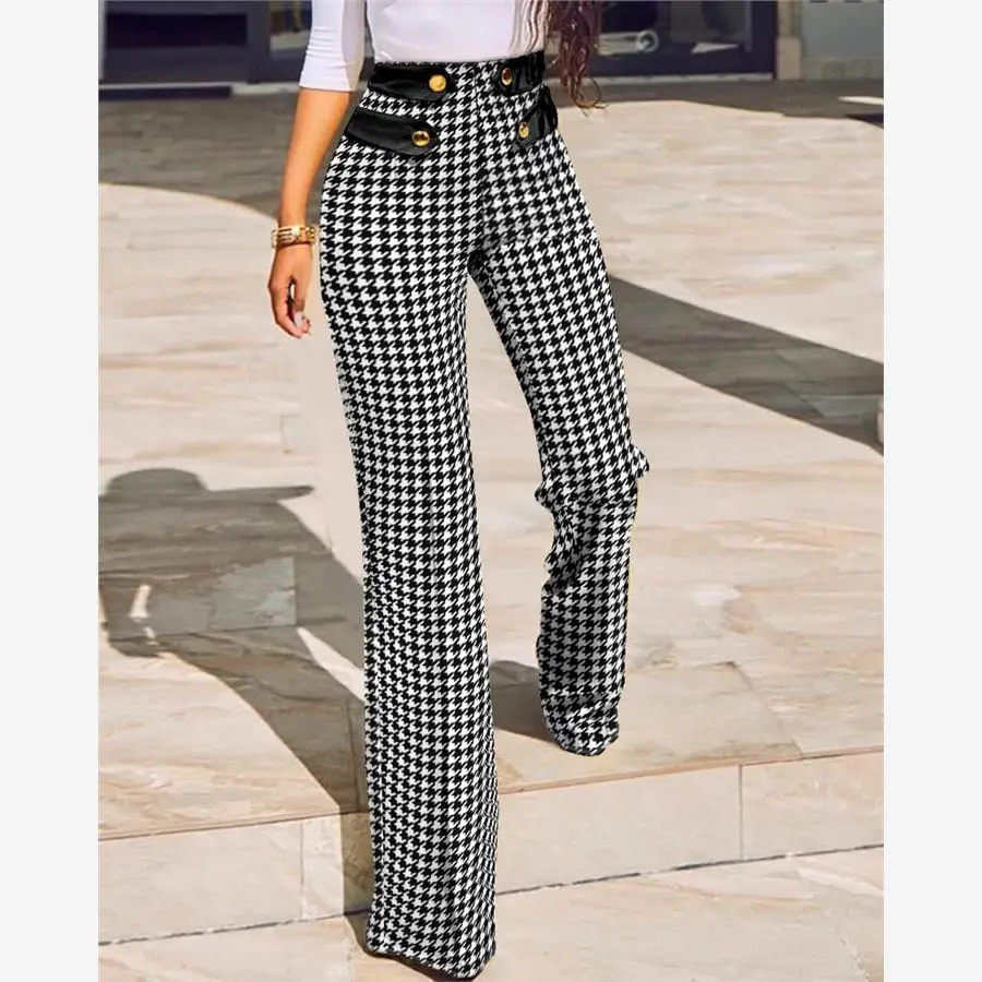 Broek met hoge taille en wijde pijpen Dames casual broek Kleur Blo Butt Lifting Street Sle Lange broek Asymmetrisch ontwerp