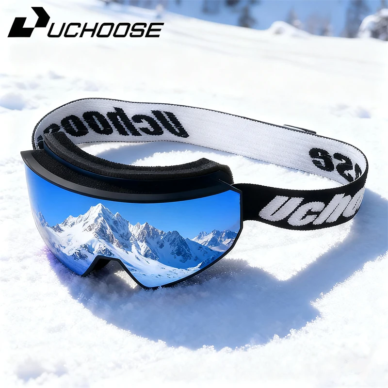 

Uchoose новые двухслойные противотуманные лыжные очки, очки для снегохода, спортивные очки для спорта на открытом воздухе, сноуборда