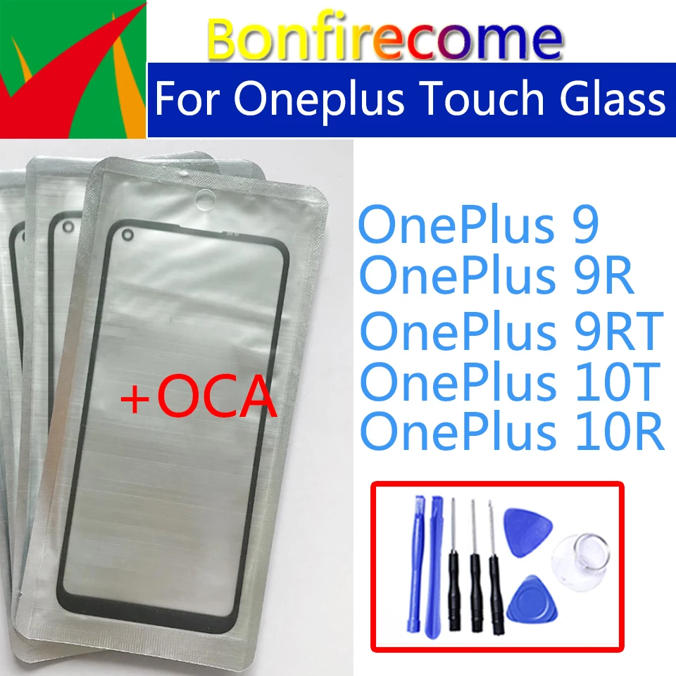 Cristal exterior para Oneplus 10T 10R 9 9R 9RT 5G, Panel de pantalla táctil frontal, lente de cristal LCD con reemplazo de pegamento OCA