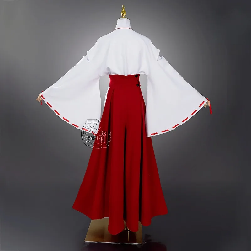 Anime Kikyo Inuyasha Cosplay Costume Red Japanese Kimono Unifrom Wig Set for Women Halloween Men Comic Con Party Roleplay Outfit