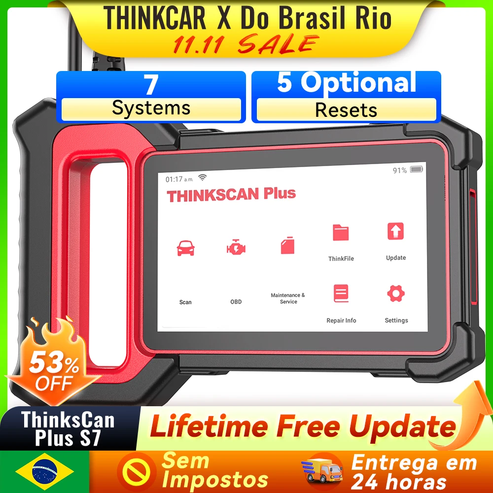 Thinkcar thinkscan plus s7 s6 s4 obd2 scanner ferramentas de diagnóstico do carro scanner automotivo ferramenta diagnóstico automático leitor código 28 redefinições