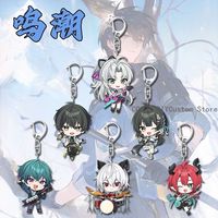 4PCS Game Zani Carlotta Wuthering Waves Anime Q-version Backpack Pendant KeyChain Key Chain Kawaii Figure Acrylic Keyring Gift