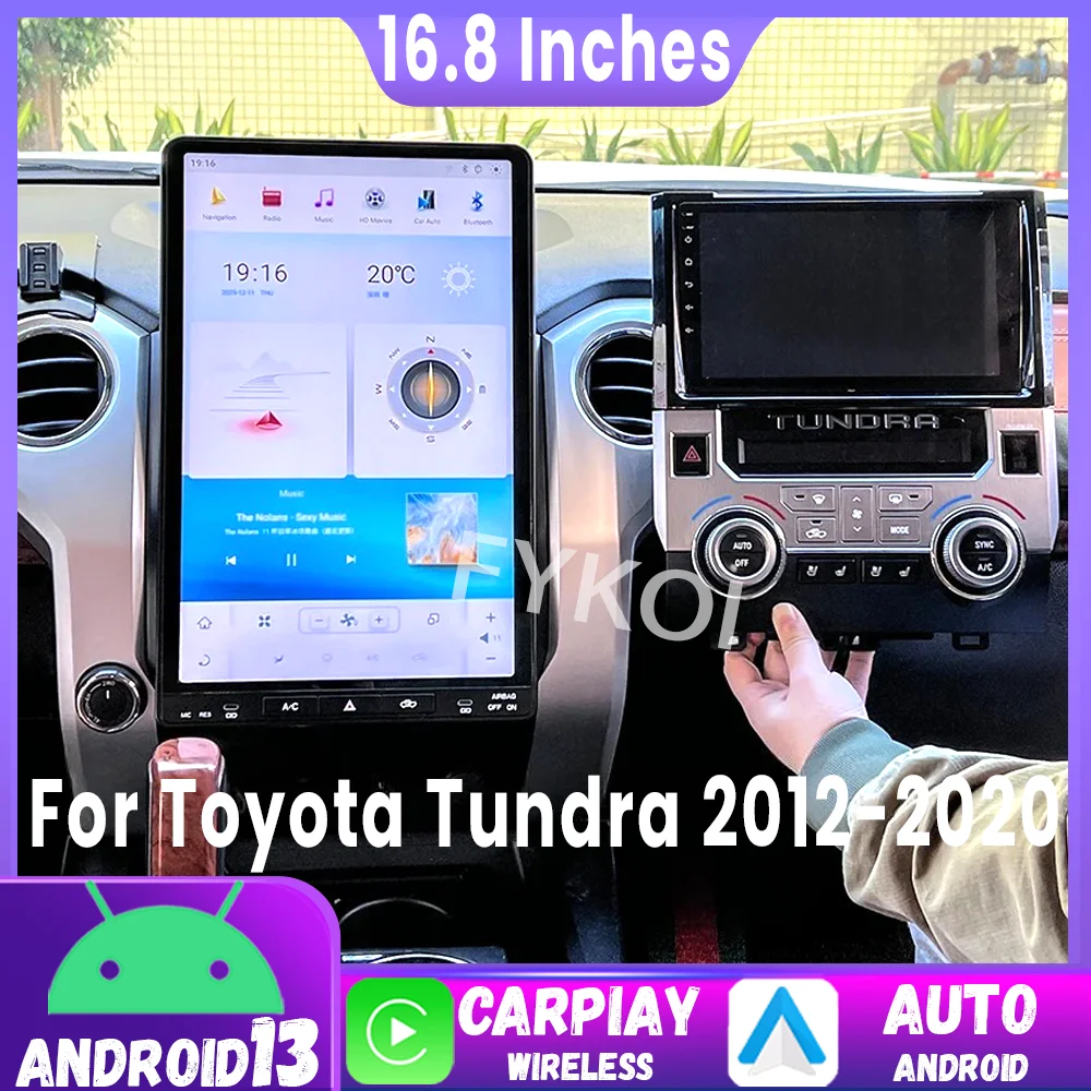

16,8-дюймовый экран Android 13 для Toyota Tundra 2012-2020, мультимедийная система с CarPlay, GPS-навигацией, Bluetooth, поддержкой 4G+Wi-Fi