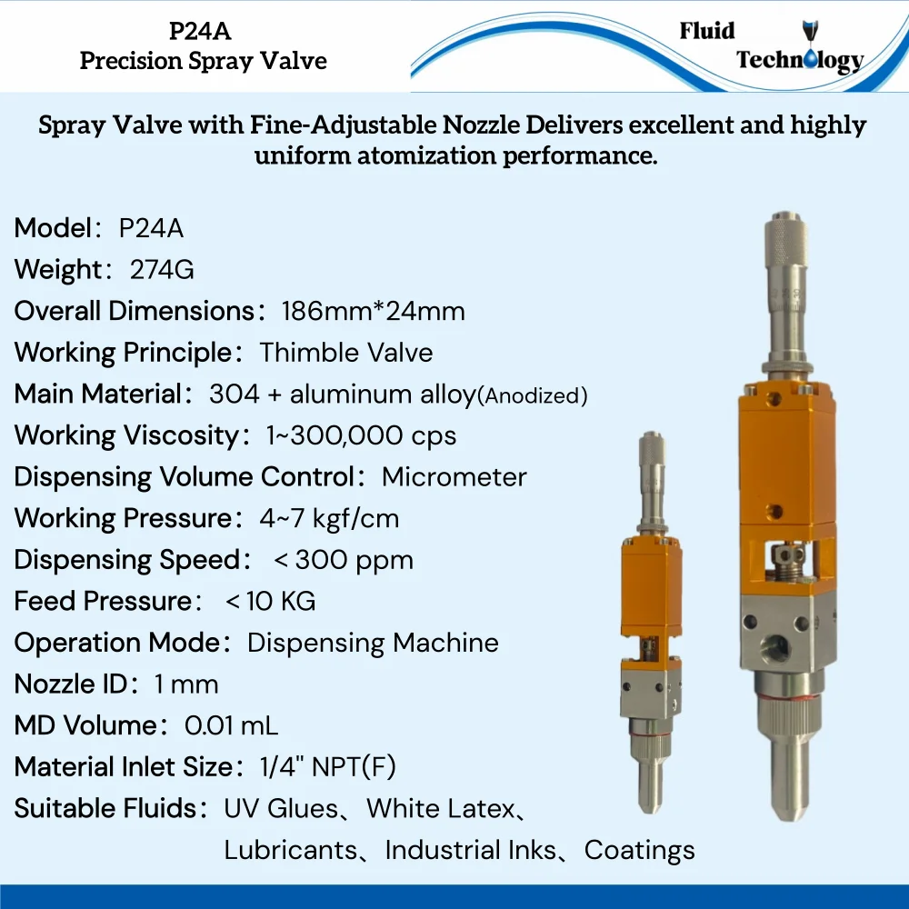 BZY-P24A High Precision Spray Valve Adjustable Nozzle Spray Dispensing Valve for Multiple Liquids