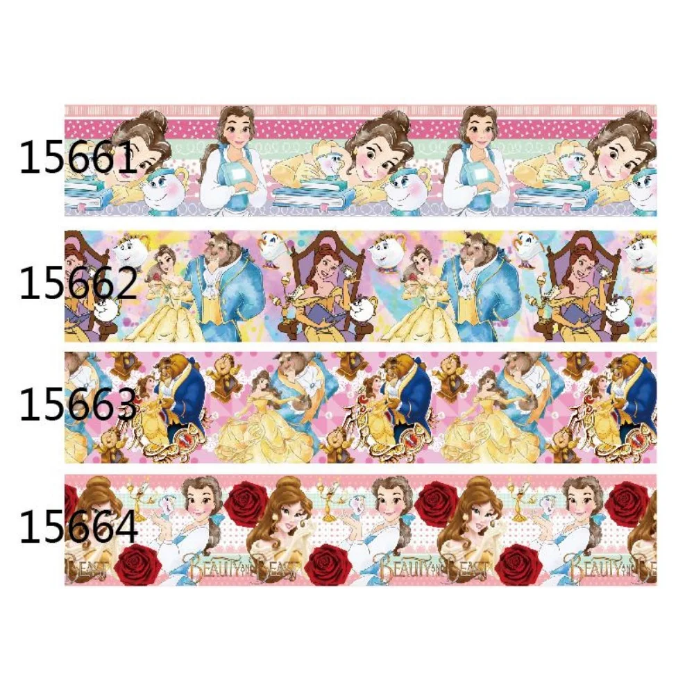 Printed Disney Beauty and the Beast Ribbon Grosgrain for DIY 25mm 10yards Bows Craft Supplies Decoration Material