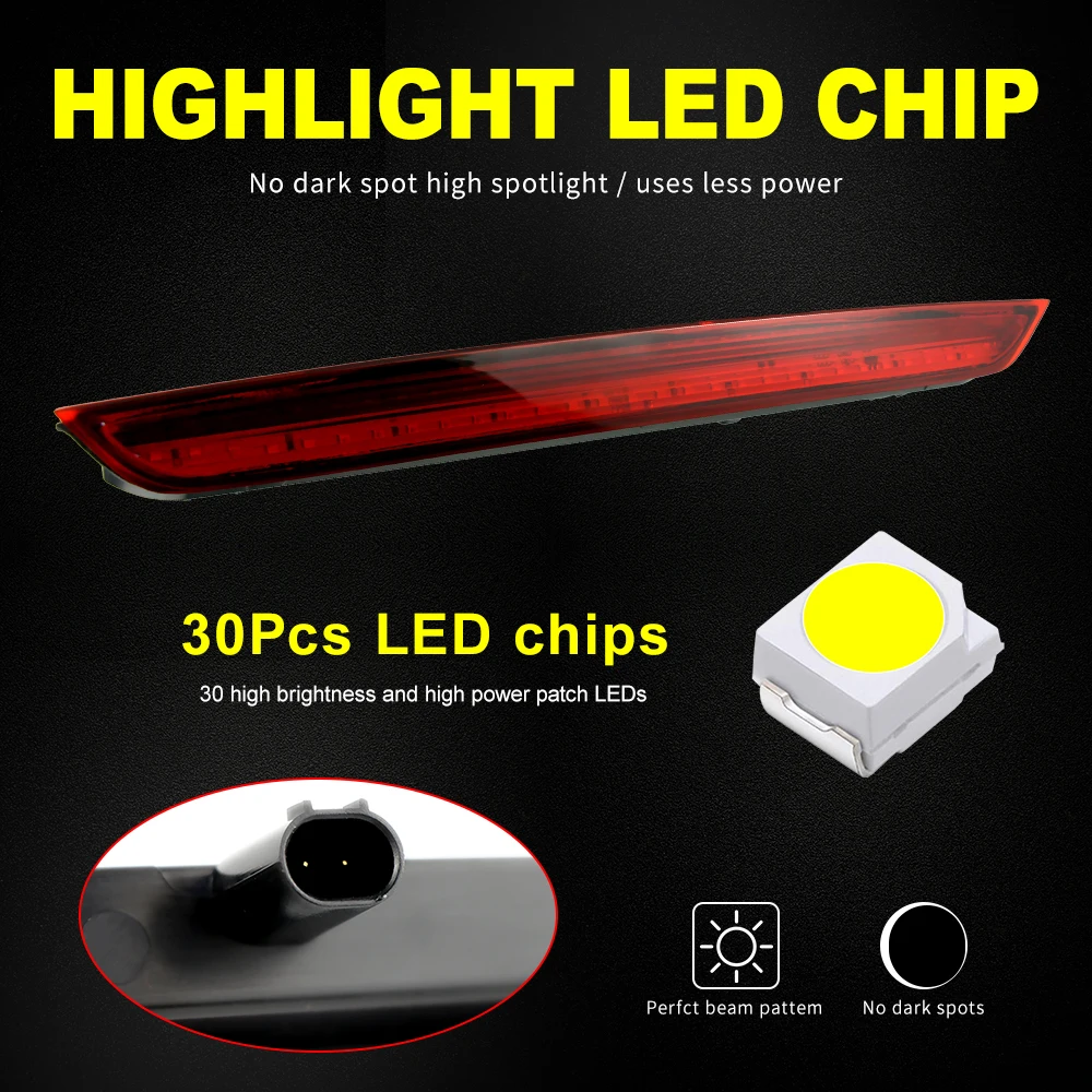 ไฟเบรกดวงที่สามแบบ LED สำหรับรถยนต์ Audi Q7 4L ปี 2006-2015 รุ่นติดตั้งสูง  1 ชิ้น  เลนส์รมดำ/แดง