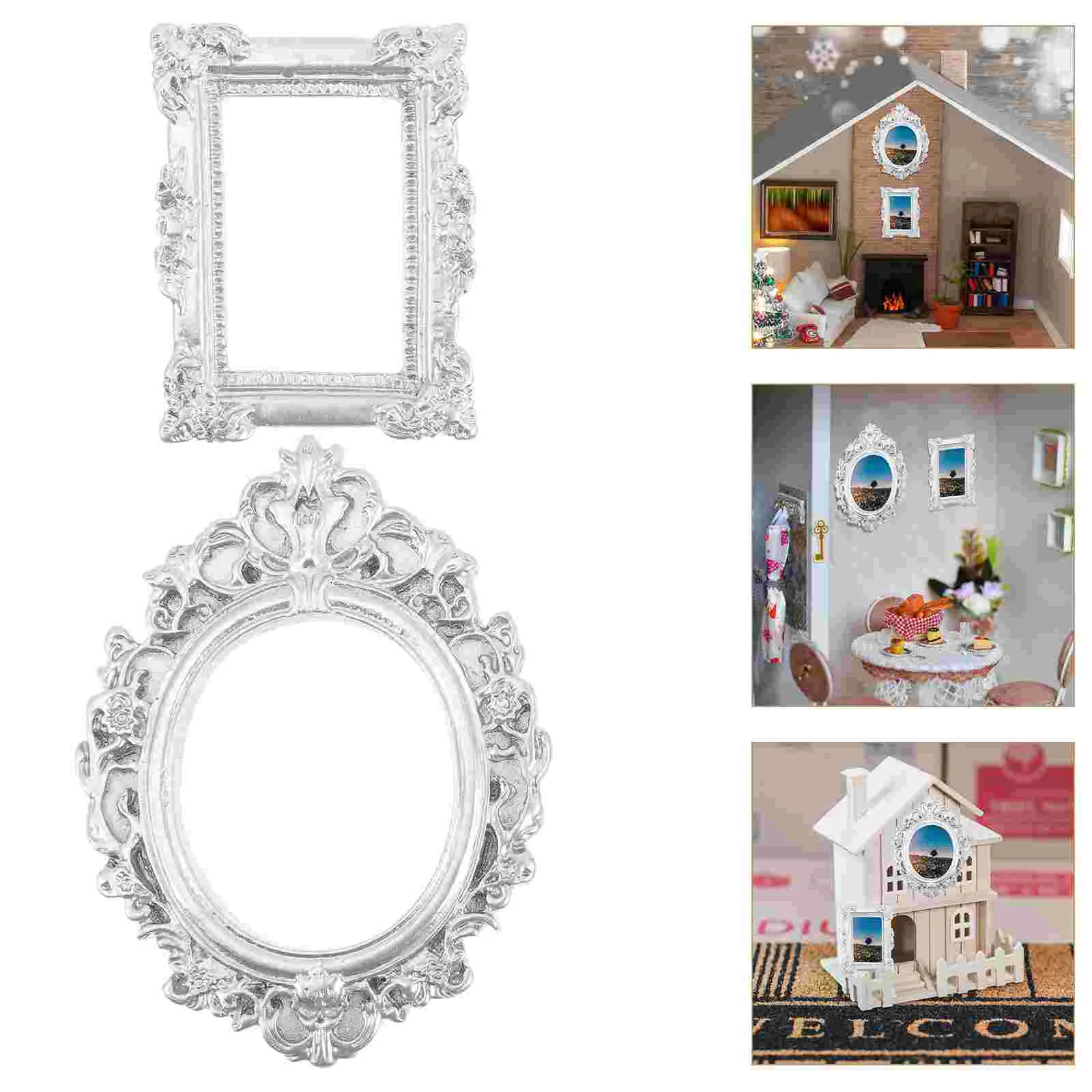 

12 Pcs Photo Frame Rustic Picture Frames Small Miniature Props Resin Office Retro