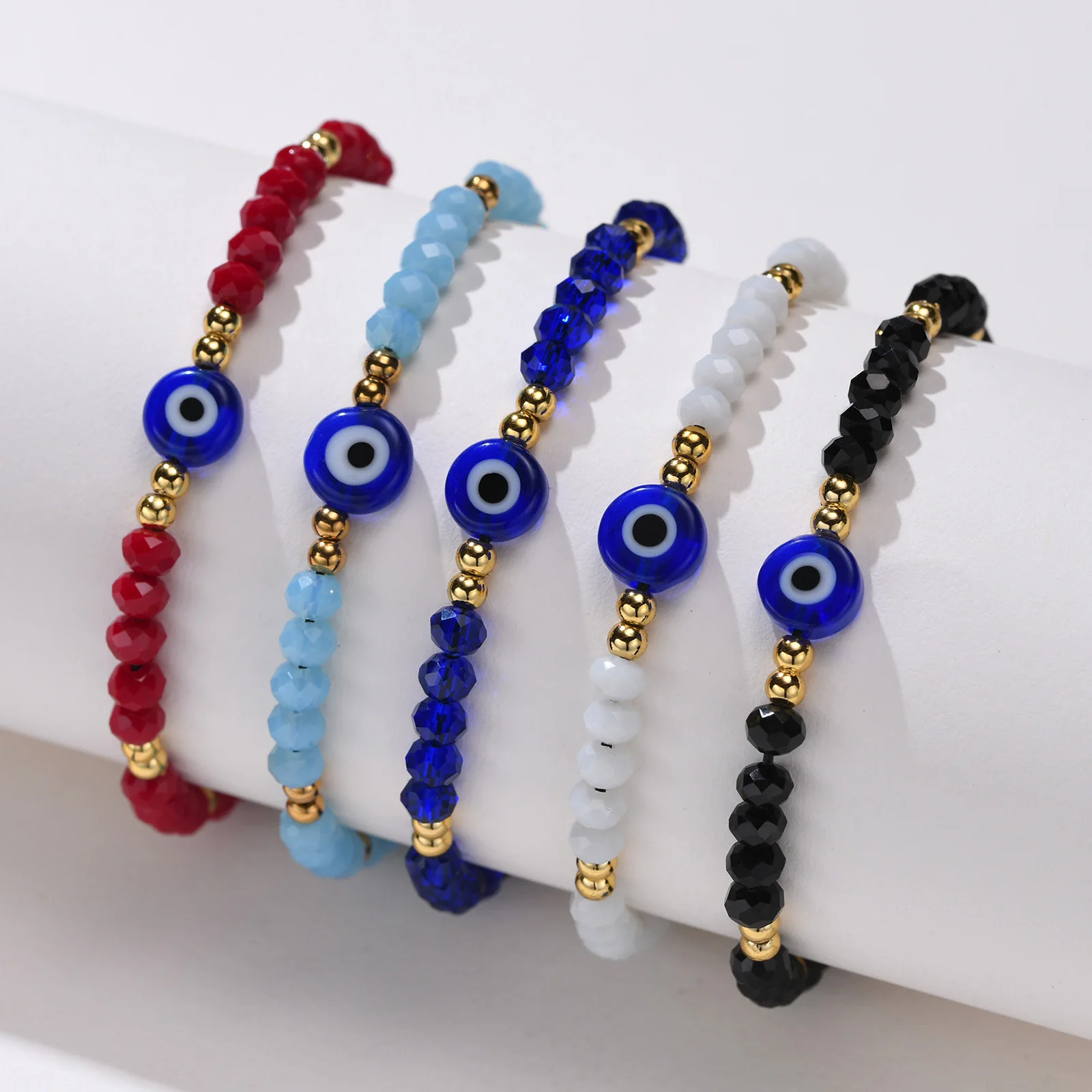 Colorful Beaded Chain Evil Eye Bracelet for Women Adjustable String Amulet Protection Jewelry