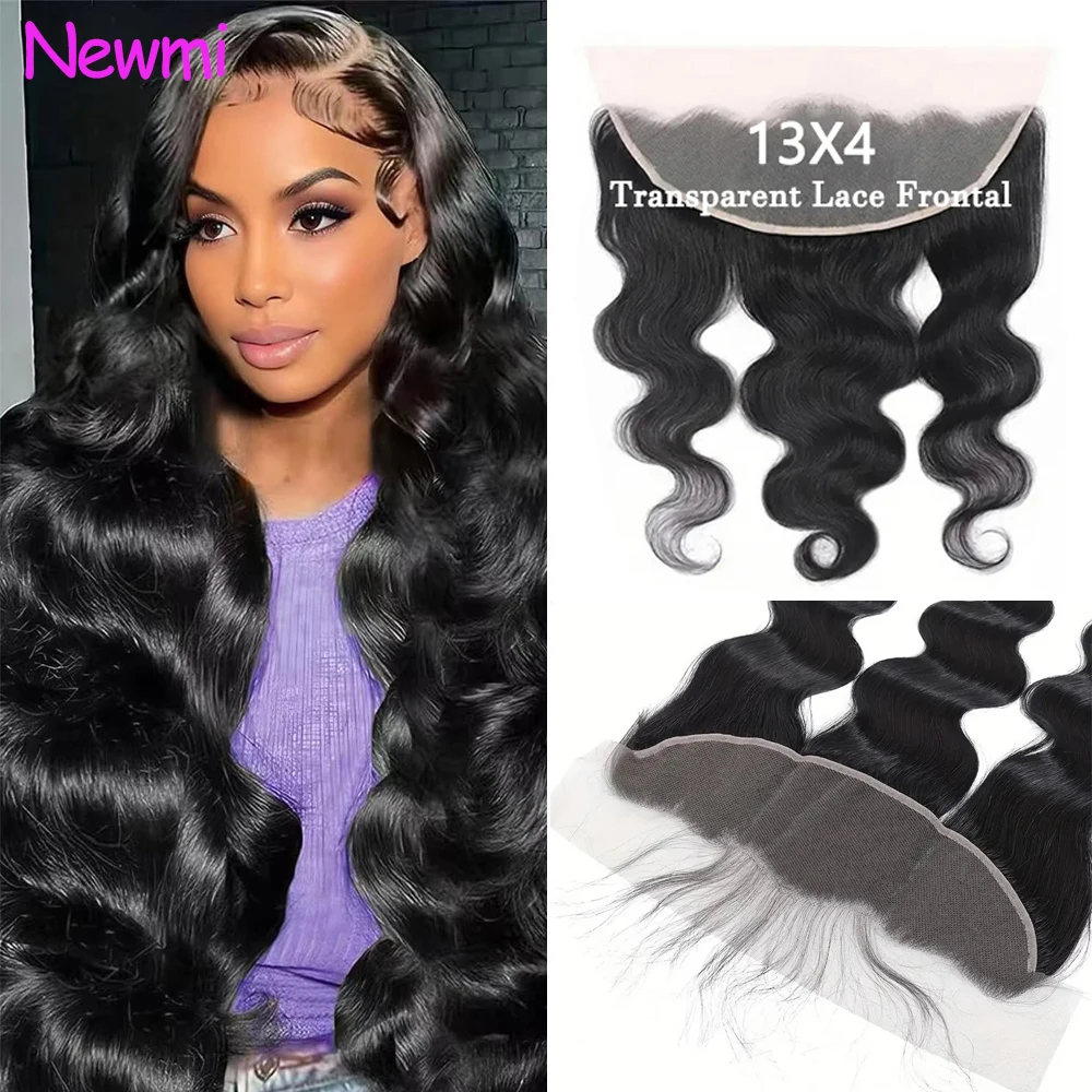 

Новые пряди Newmi Body Wave 13x4 Lace Frontal Only, 100% натуральные бразильские волосы, прозрачный швейцарский кружевной фронтальный патч, предварительно выщипанные, с baby hair