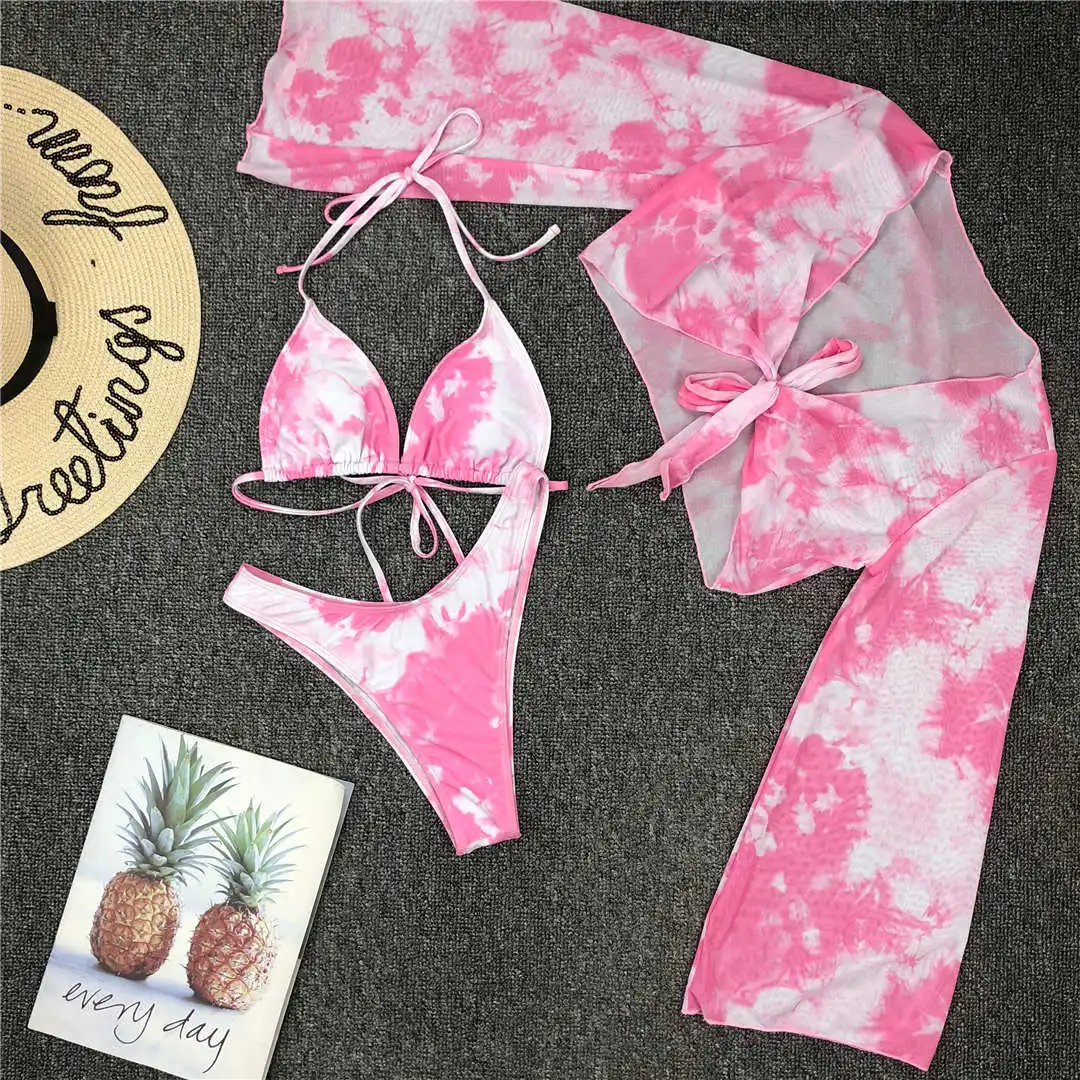 Neuer sexy Batik-Bikini, Damen-Badeanzug, dreiteiliges Bikini-Set, Neckholder-Badeanzug, Badebekleidung, Strandmode für Damen V1878P – Detail 34