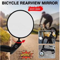Bicycle Rearview Mirror 360° Rotatable Universal Cycling Handlebar Rear View Mirrors Adjustable Wide Angle Mirror for Road Bike
