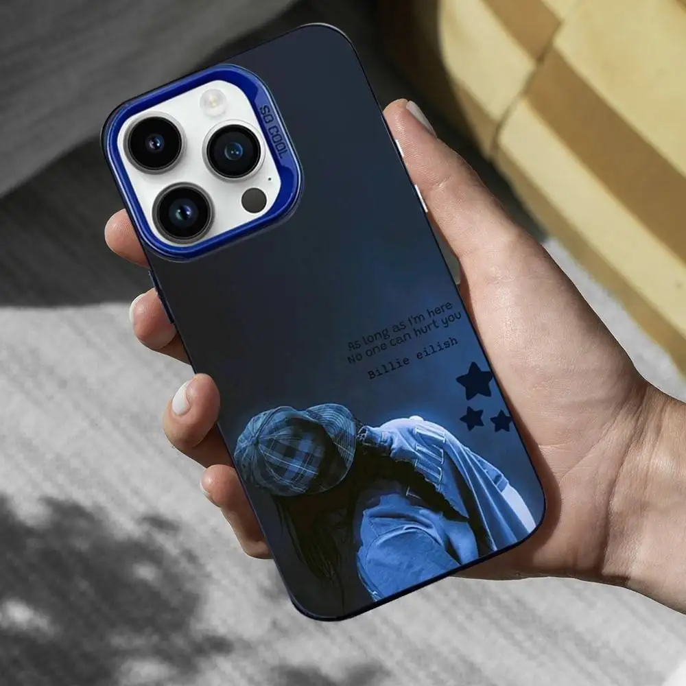 Capa de telefone LUNCH B-BILLIES SINGER para iPhone 16,15,14,13,12,11, Mini, Pro, SE, MAX Capa de silicone azul fosco