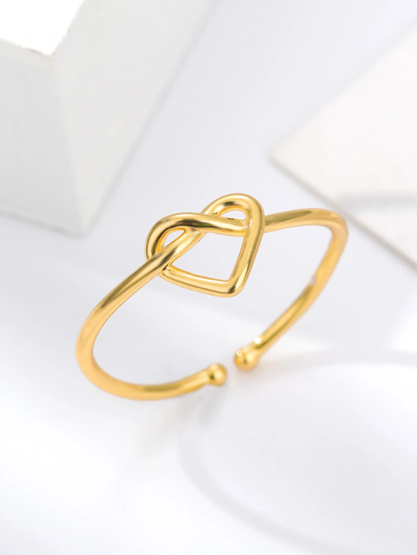 Simple Stainless Steel Heart Rings For Women Girls Opening Gold Color Finger Ring Wedding Engaement Female Jewelry Party Gift