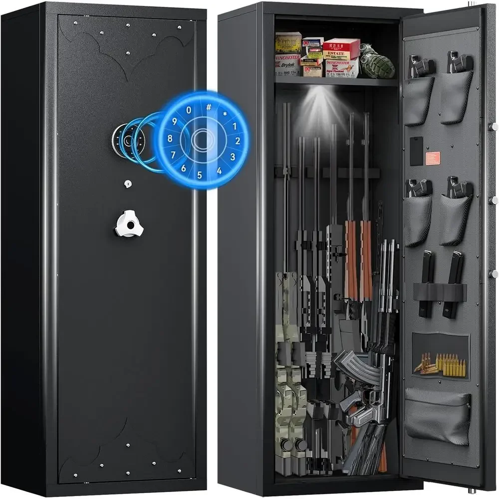 12-15 Rifle Safe, Home Security, Rifles and Pistols Storage, Large Disassembled Rifle Safe with 3 Detachable Gun Racks, Digital