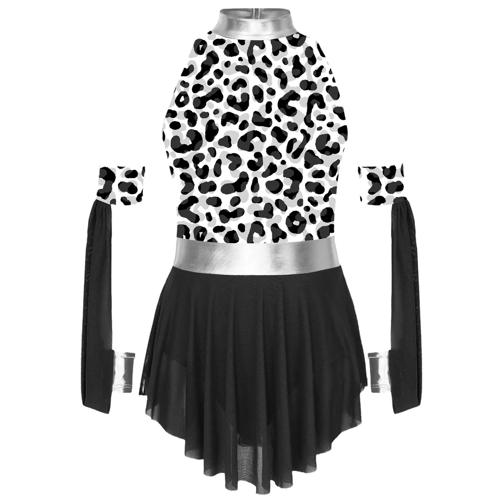 Kids Girl Halloween Theme Party Caveman Native America Primitive Tribe Cosplay Dress Leopard Print Gymnastics Dance Leotard Tutu