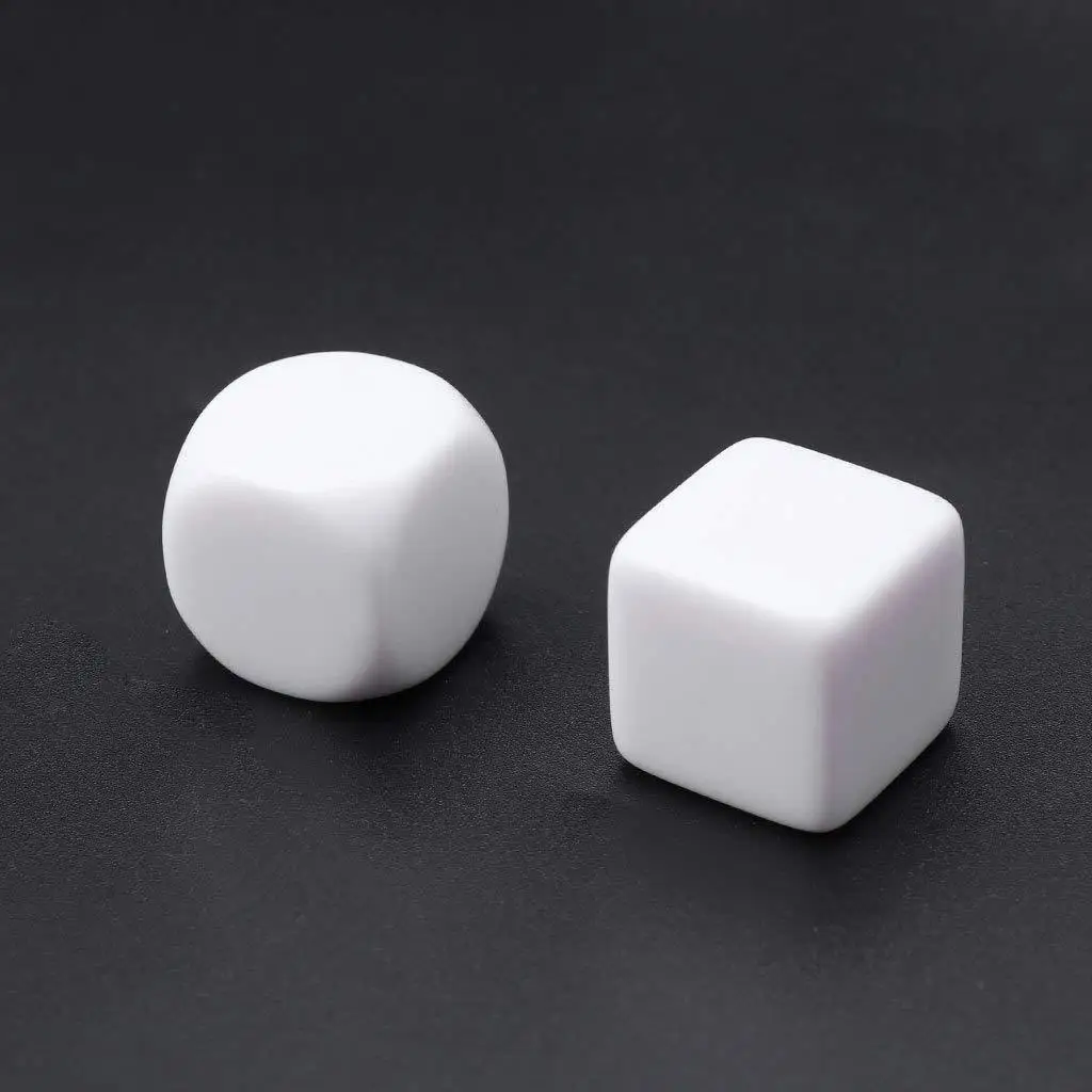 10PCS 16mm White Blank D6 Acrylic Dice With Round corner right angle For Kid DIY Write Painting Graffiti