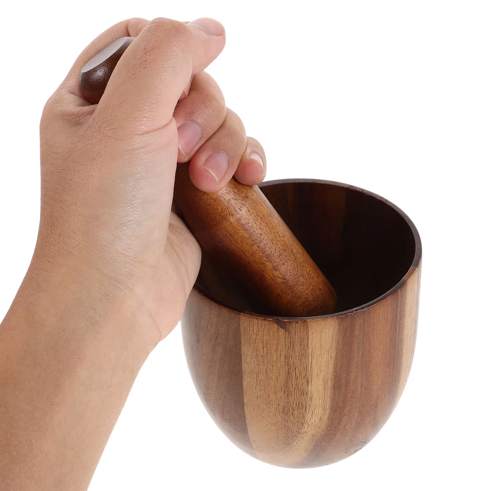 

1Set Wooden Mortar and Pestle Set Acacia Wood Grinder for Garlic Ginger Spices Manual Grinding Bowl Kitchen Essentials Crush Pot