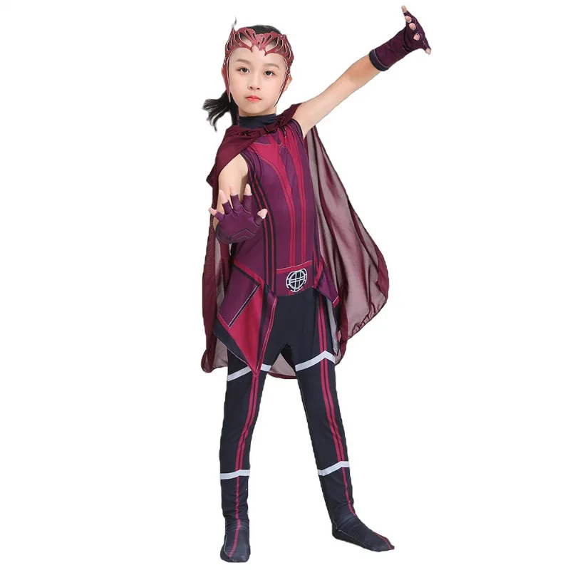 Scarlet Witch Girl Superhero Dresses Up As A Cosplay Costume for Children's Halloween Cosplay