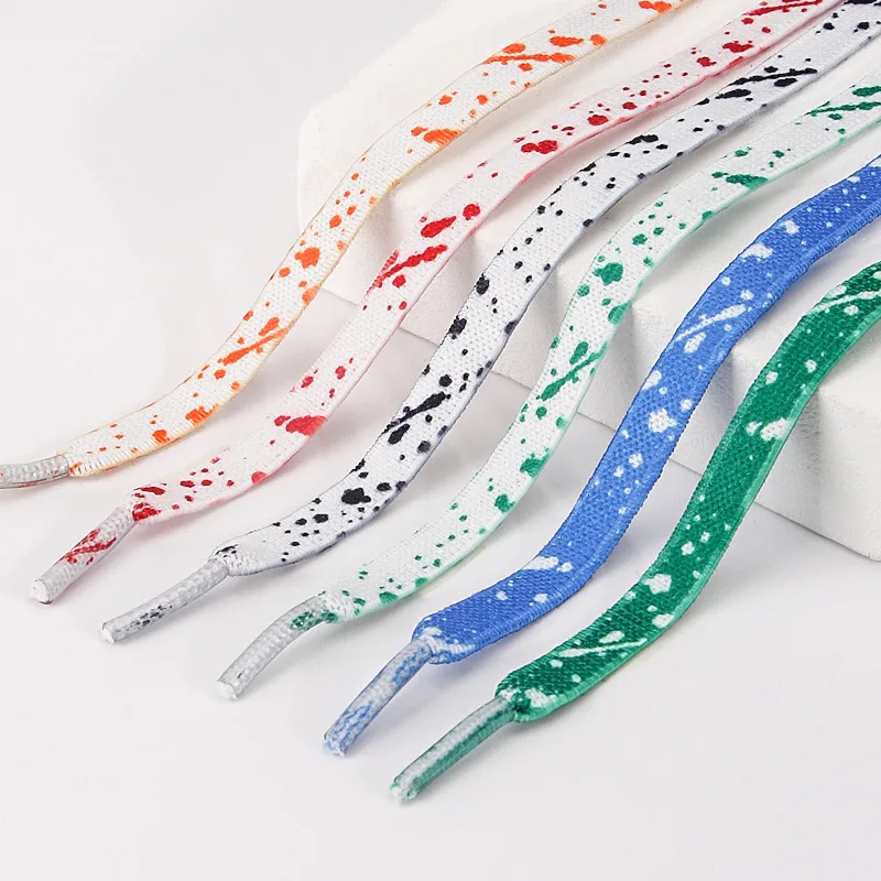 1Pair rainbow Sneakers Shoelaces Color Printing Splash Ink Shoe laces Fashion 0.8cm Flat AF1 Laces for Shoes 100/120/140/160CM