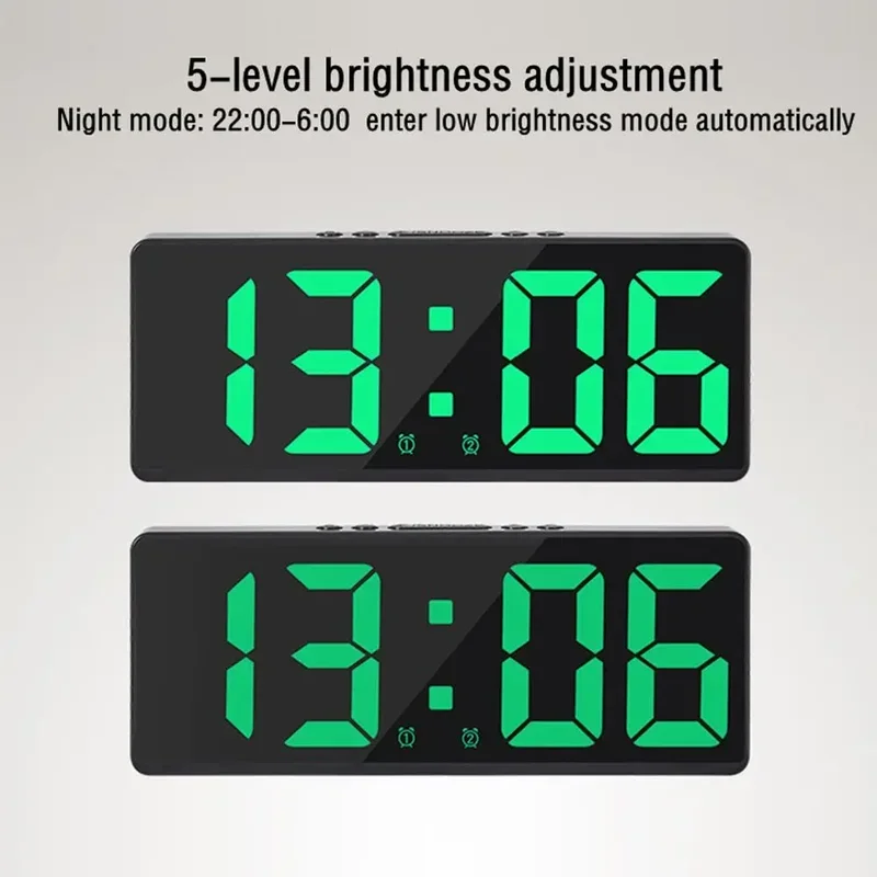 Multifunctional LED Number Clock Color Nightlight Temperature Calendar Alarm Large Digital Electronic Backlight Home Decor image 4