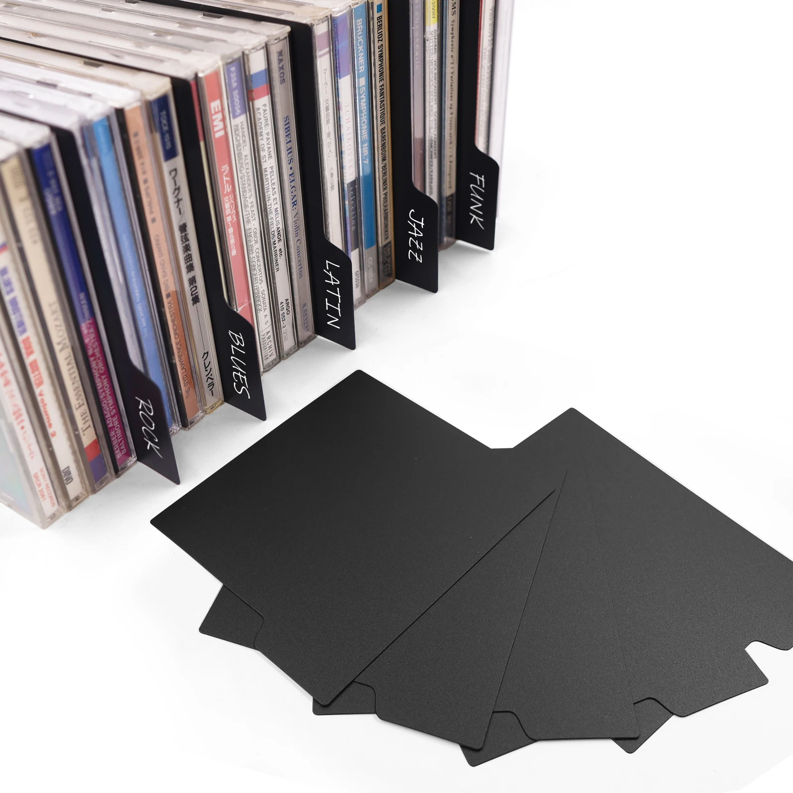5 Pcs Black CD Index Tag CD Dividers Writing Plat Board Custom Classification Card CD Alphabetical Tabs Plastic Index Storage
