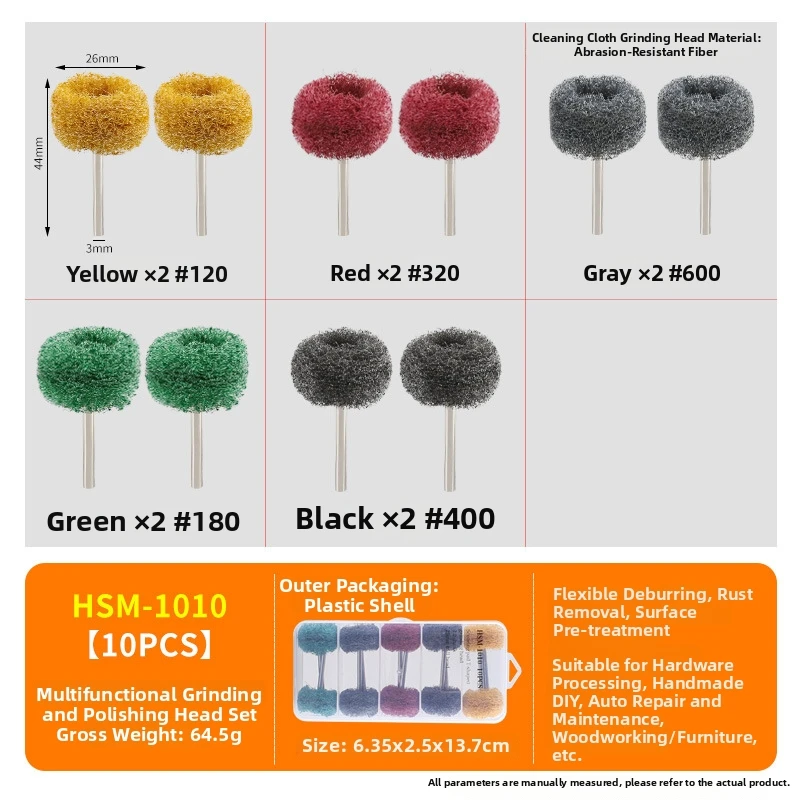 1set Nylon Fiber Polishing Wheel Conical Cylindrical Triangular Scouring Pad Grinding Head For Metal DIY Jewelry Repair