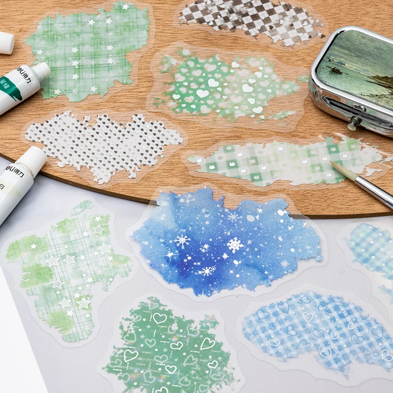 Journal GO 10pcs Light Dyeing Notes Stickers Creative Scrapbooking Greeting Card diy Materials Album Journaling Decor Decals