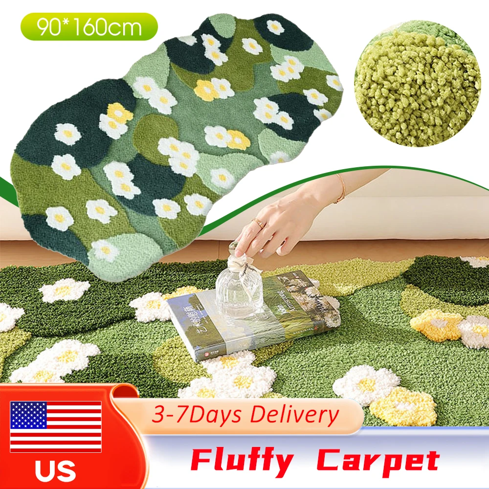 

Нескользящий мягкий декоративный ковер для спальни с 3D-эффектом, имитирующий зеленый лесной мох, пушистый, плюшевый