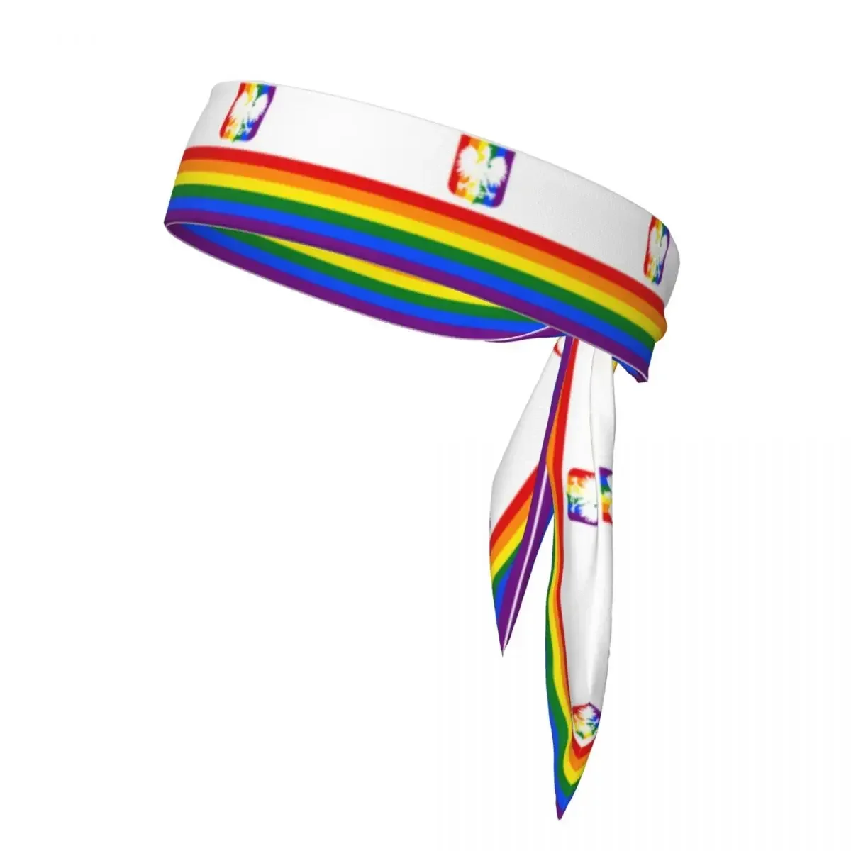 

Gay Pride Flag Of Poland Head Tie Sports Headband Athlete Sweatbands Head Wrap For Working Out Running Yoga