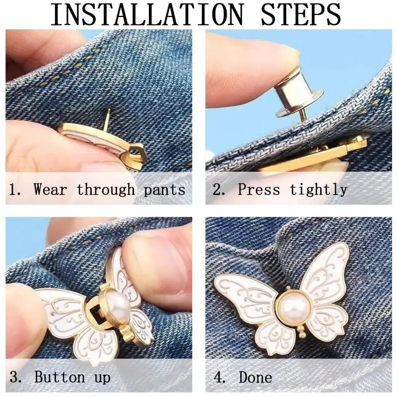 

TR 1pc Reusable Clothing Fitting Tools Butterfly Waist Button Jean Button Pin For No Sewing Required Buttons Pants Decoration