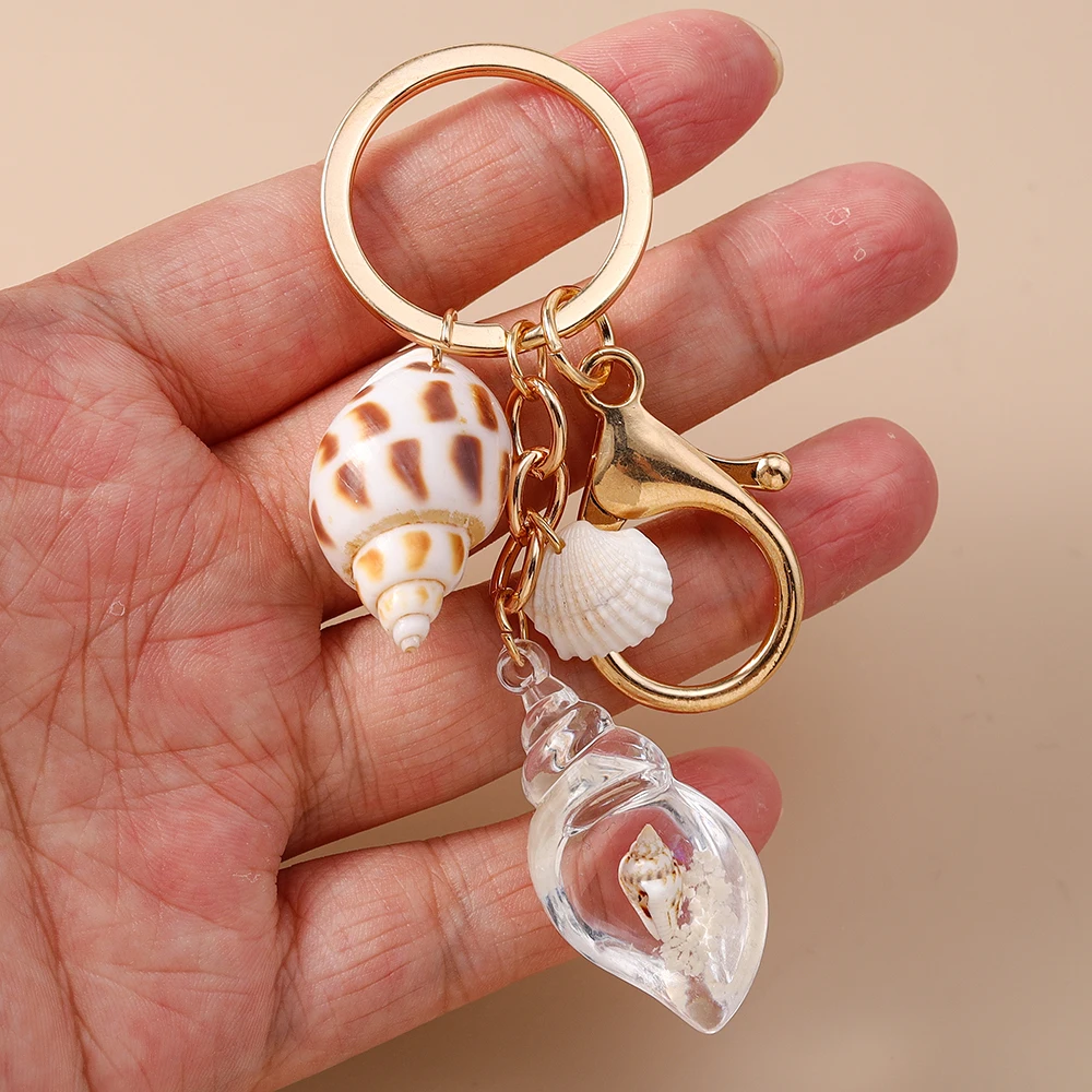 Aihua Bunter Bohemian-Stil Niedlicher Muschel-Schlüsselanhänger für Männer und Frauen, Handtaschenanhänger, DIY-Schmuck für Sommer, Strand und Urlaub, Geschenk – Detail 3