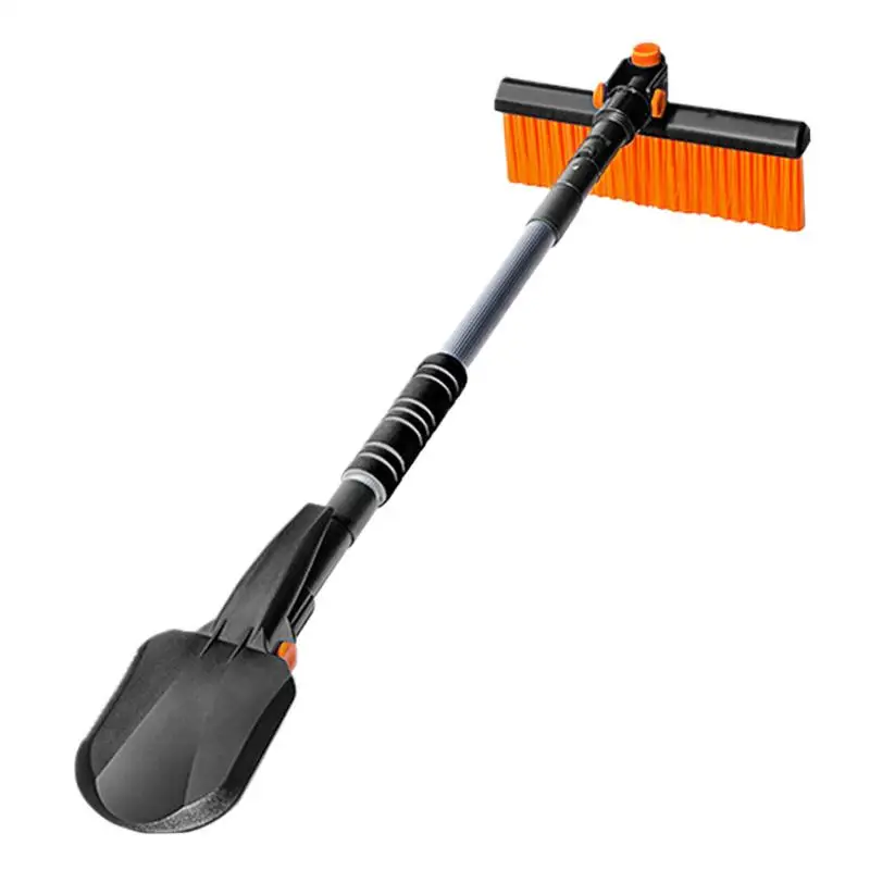 Car Scraper Snow Brush Extendable Snow Brush With Sponge Grip Multifunctional Snow Removal Winter Tool 360 Degree Rotating Brush