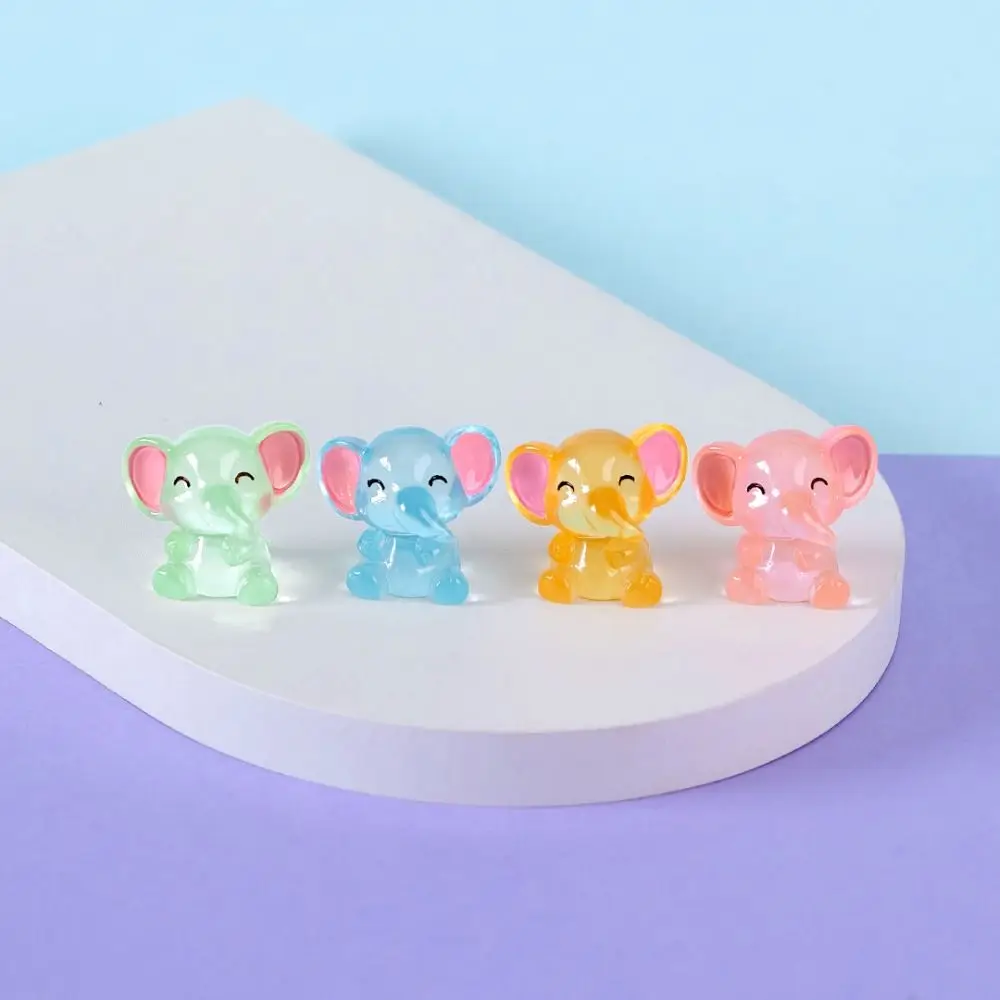 Little Dumb Elephant Handicraft Luminous Mini Elephants DIY 3D Elephants Resin Ornaments Cute Elephants Micro Landscape Garden