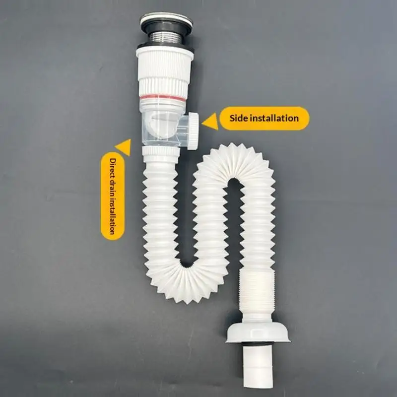 1Pcs Kitchen Sink Drain Retractable Deodorizing Filter Flip Top Anti-Odor Drain Pipe Flexible Downspout Bathroom Anti Clogging