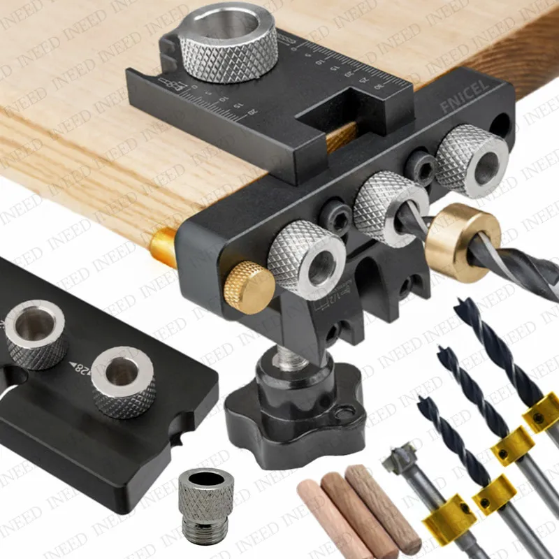 

3 In 1 Dowelling Jig Master Kit Wood Hole Precision Jig Dowel Cam Jig Drilling Guide Woodworking Position for DIY Wood Working