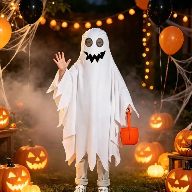 Hooded Halloween Outfit for Kids, Lightweight Costume Wrap for Parties D0UB