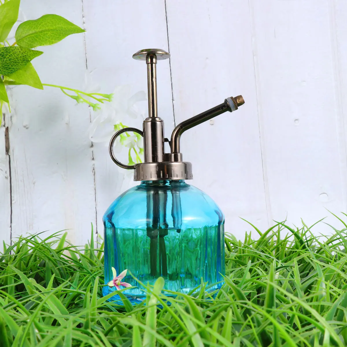 1 قطعة ضغط اليد الزجاج سقي غلاية خمر سعة كبيرة شفافة الجسم طويل الفم داخلي في الهواء الطلق زهرة عصارية #2