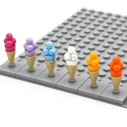 Moc 11610 6254 Cone 1x1 Inverted with Bar Ice Cream Scoops Snowball Food Dessert Building Blocks Bricks Compatible Assembled Toy
