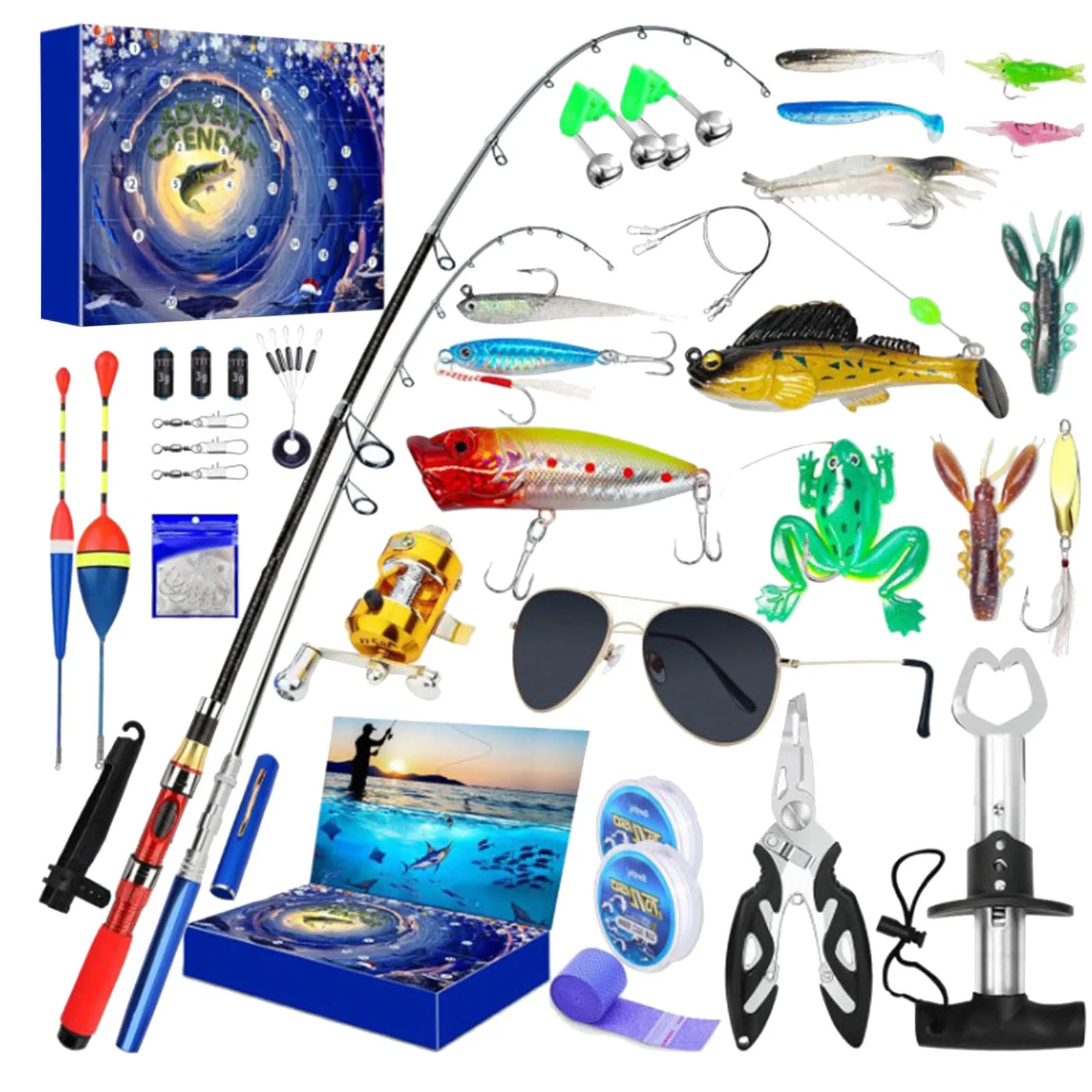 Kids Fishing Blind Box Set Advent Calendar Fishing Christmas Countdown 24 Days Surprise Interesting Playthings For Festival