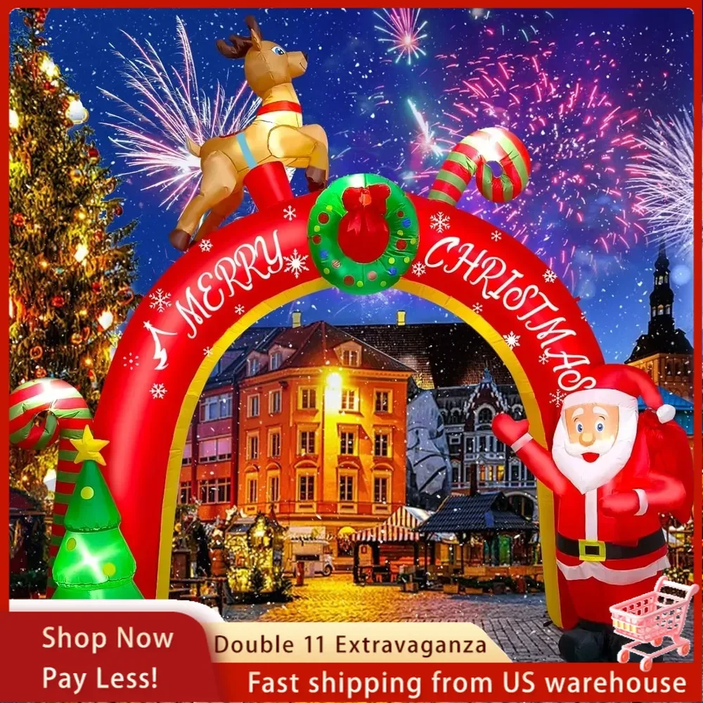 Christmas Santa 10FT Decoration with Build-in LEDs, Blow Up Yard Santa Claus Decoration  Archway for Party Christmas Inflatables