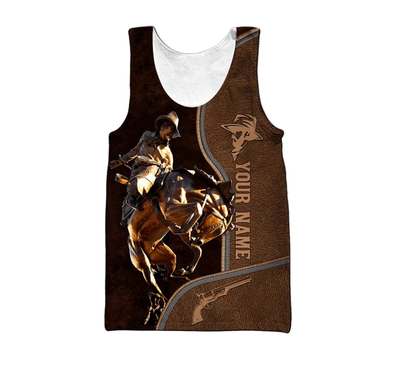 3d Printing West Cowboy Men's Tank Top Vintage Trendy Round Neck Sleeveless Vest Hip-hop Boy Tops Breathable Mens Clothing