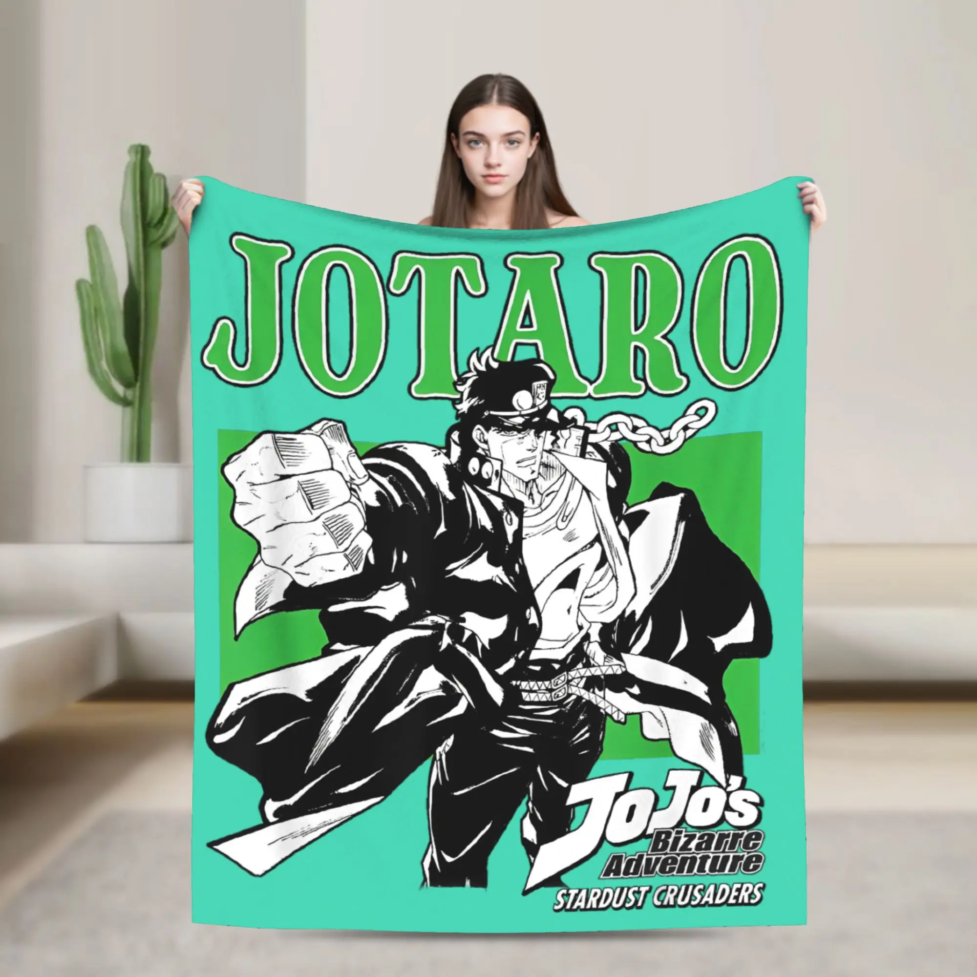 Stardust Crusaders Jotaro Pose Blankets J-JoJos  Flannel Awesome Soft Throw Blankets for Bedding Lounge Decoration
