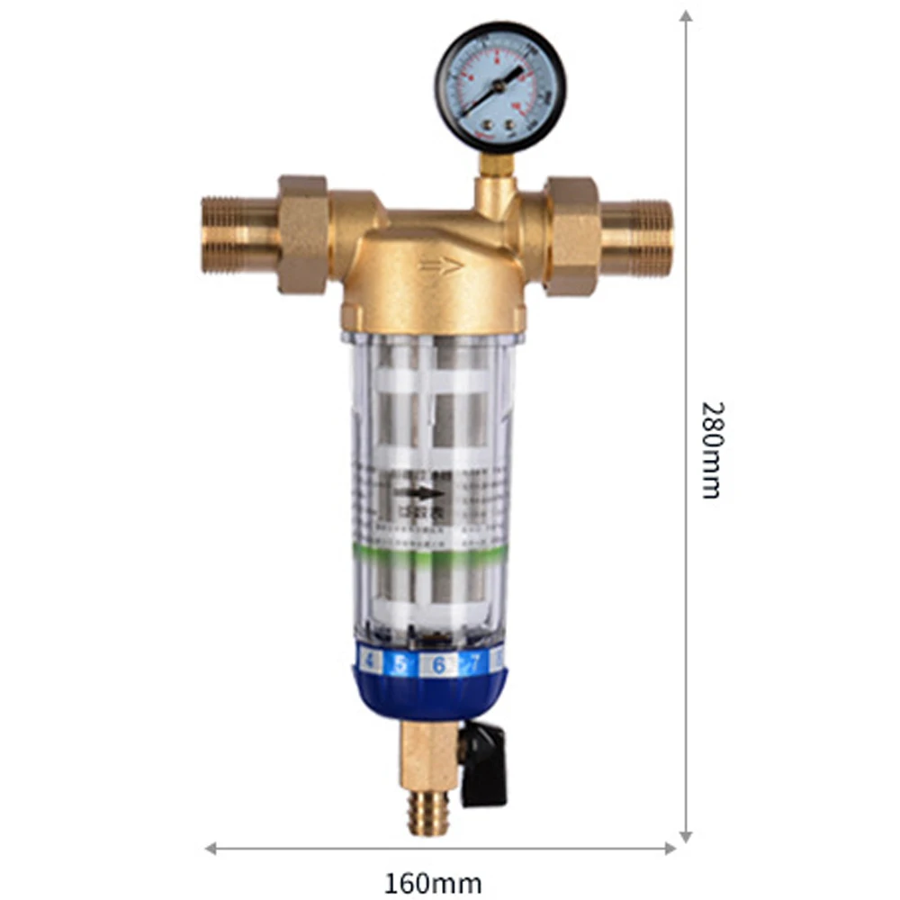 3/4 Voorfilterzuiveraar Hele Huis Spin-Down Sediment Waterfilter Centrale Voorfilter Systeem Terugspoeling Roestvrij Staal Gaas