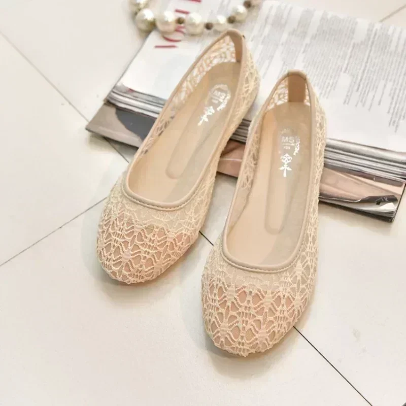 2024 New Women Slip-On Hollow Flats Ballet Flats Fashionable Bow Women\'s Shoes Flat Sweet Hollow Summer Women\'s Shoes