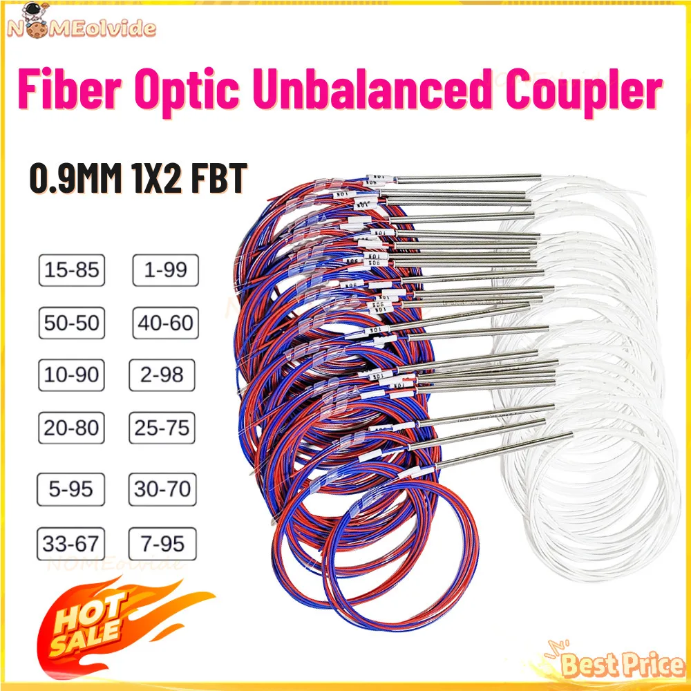 

30 шт. различных типов 1X2 0,9 мм Ulanced Coupler 50/50 20/80 25/75 30/70 40/60 оптоволоконный разветвитель FBT, без разъемов