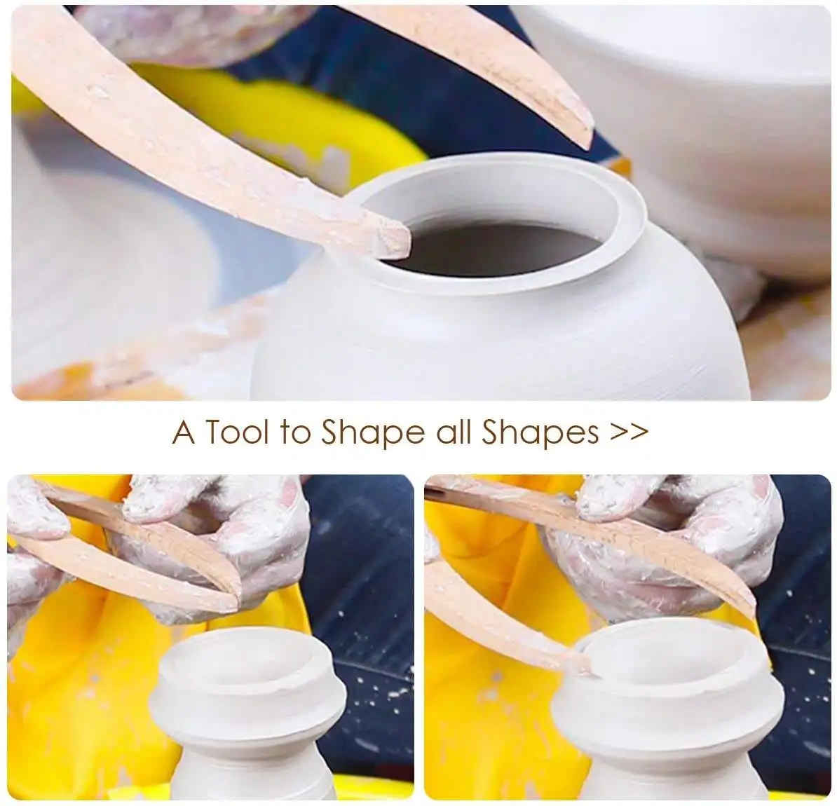 Bview Art 3pcs 8 10 12 polegadas pinças de madeira cerâmica ferramentas de medição de argila cerâmica