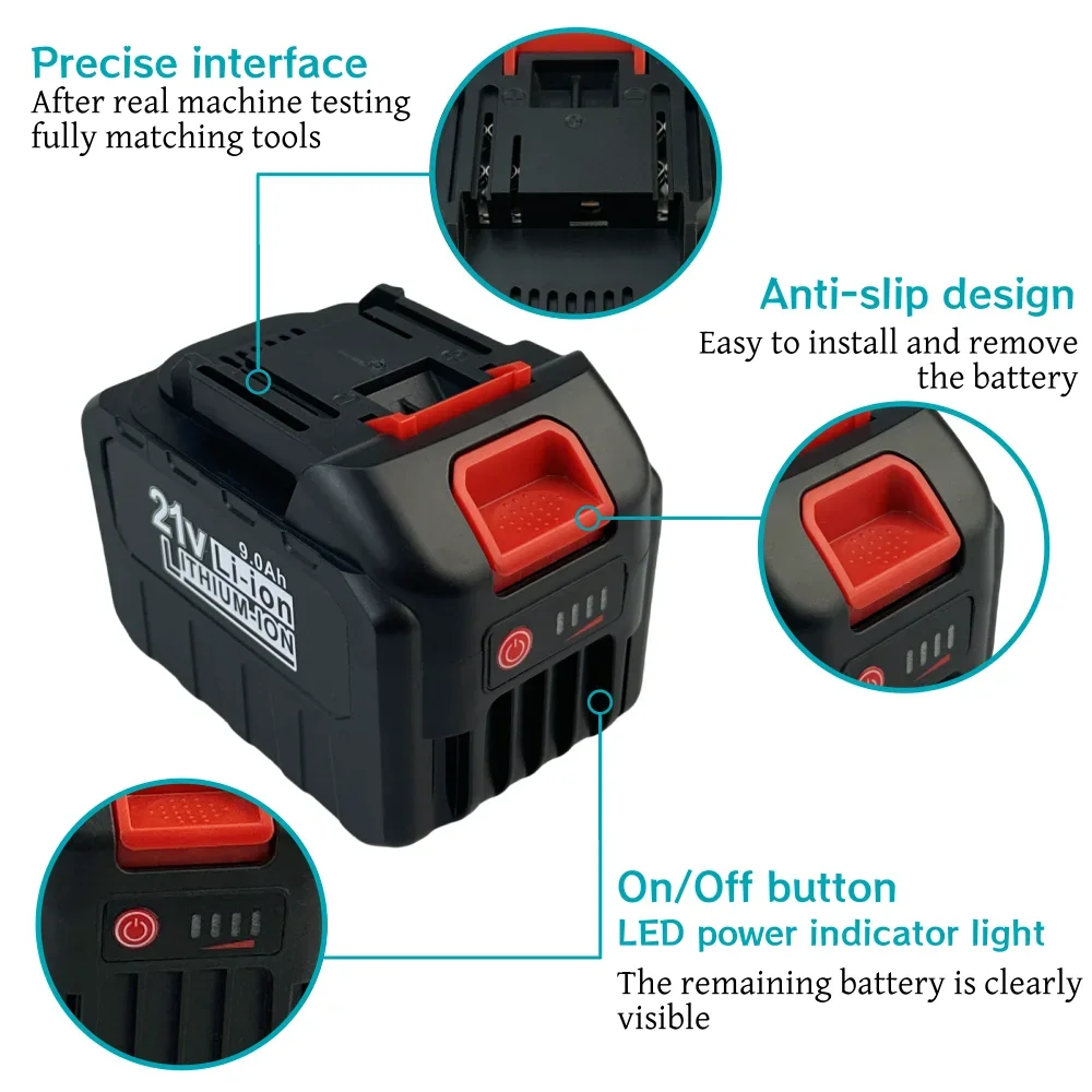 21V 9000mAh High-Power Durable Lithium Battery Suitable for Makita 21V Series Electric Tool High Voltage Water Gun